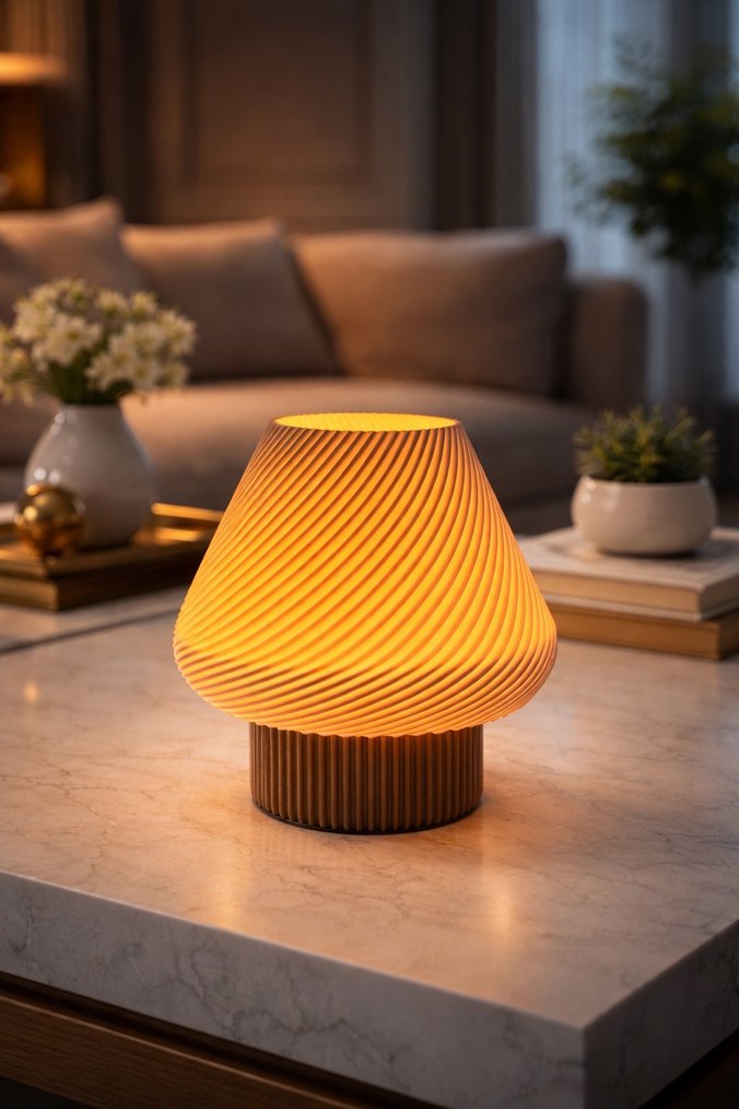 Spiral Desenli Mini Masa Lambası - Görsel 2