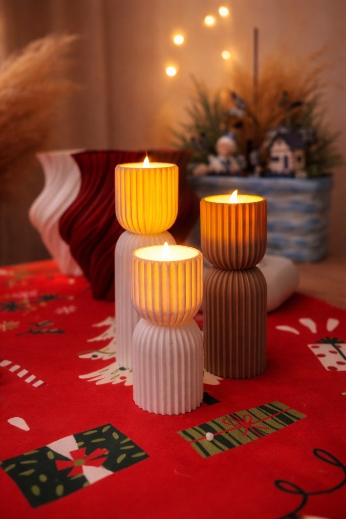 Bej Renkli Modern Mumluk - Görsel 3