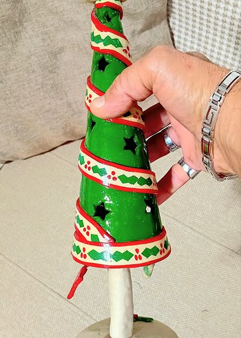 Renkli Yeşil Yılbaşı Ağacı Dekoru Seramik - Görsel 8