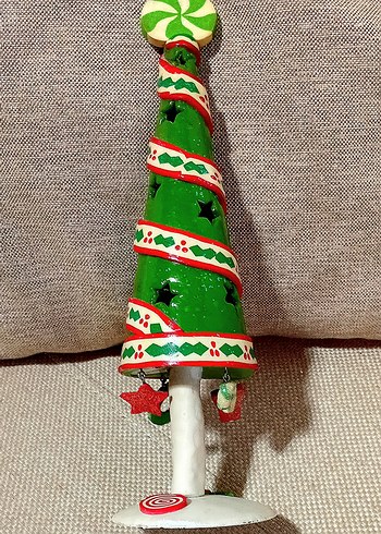 Renkli Yeşil Yılbaşı Ağacı Dekoru Seramik - Görsel 5