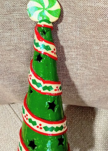 Renkli Yeşil Yılbaşı Ağacı Dekoru Seramik - Görsel 6