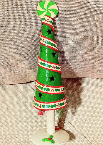 Renkli Yeşil Yılbaşı Ağacı Dekoru Seramik - Görsel 7