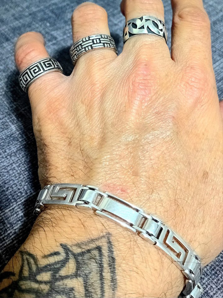 GÜMÜŞ GÖRÜNÜMLÜ AĞIR ÜNİSEX AYARLANIR YÜZÜKLER - Görsel 2