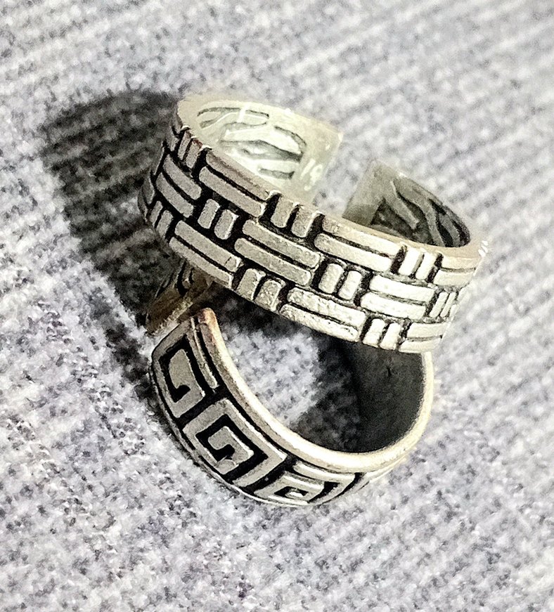 GÜMÜŞ GÖRÜNÜMLÜ AĞIR ÜNİSEX AYARLANIR YÜZÜKLER - Görsel 5