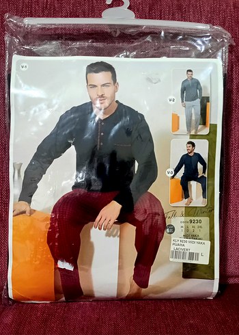 Erkek 4 Mevsim %100 Pamuk Alt üst Pijama Takımı Sıfır L Beden - Görsel 2