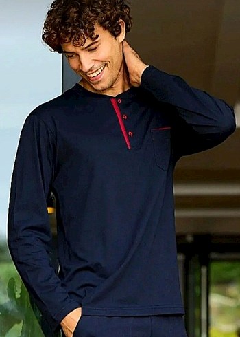 Erkek 4 Mevsim %100 Pamuk Alt üst Pijama Takımı Sıfır L Beden - Görsel 6