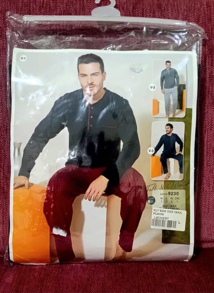 Erkek 4 Mevsim %100 Pamuk Alt üst Pijama Takımı Sıfır L Beden - Görsel 2