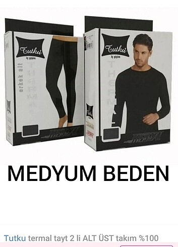 TUTKU ERKEK ALT ÜST MEDYUM BEDEN TERMAL İÇLİK.  MOTOR, YÜRÜYÜŞ, - Görsel 2