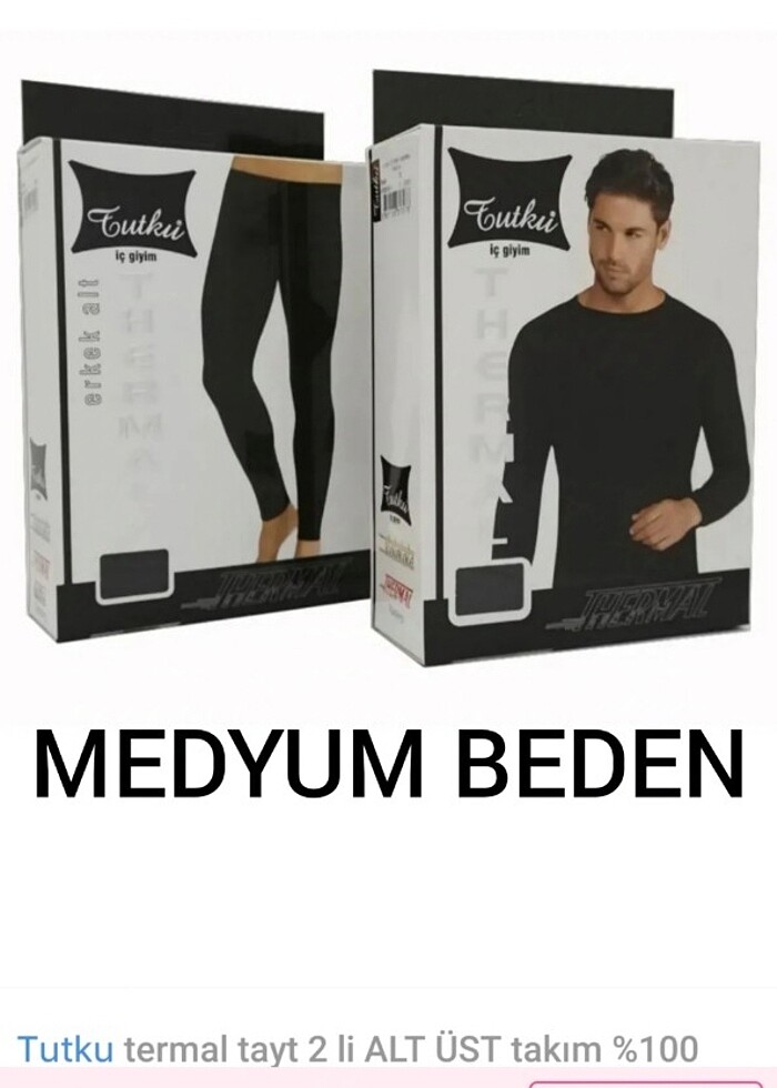 TUTKU ERKEK ALT ÜST MEDYUM BEDEN TERMAL İÇLİK.  MOTOR, YÜRÜYÜŞ, - Görsel 2
