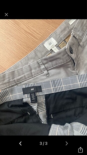 30 Beden H&M erkek gri pantolon iki adet biri ekoseli