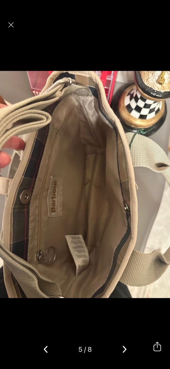 Barbour olivia tote bag Bej Keten Kadın Tote Çanta - Görsel 4