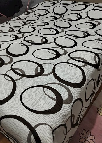 Özdilek Baskılı Gri Beyaz Yatak Örtüsü çift kişilik boy 260 en 240