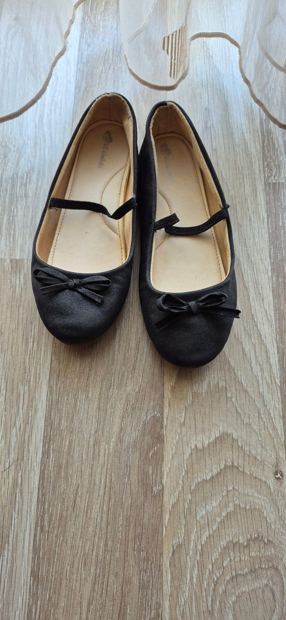 Kız Çocuk Siyah Tokalı Simli Babet Ayakkabı - Görsel 2