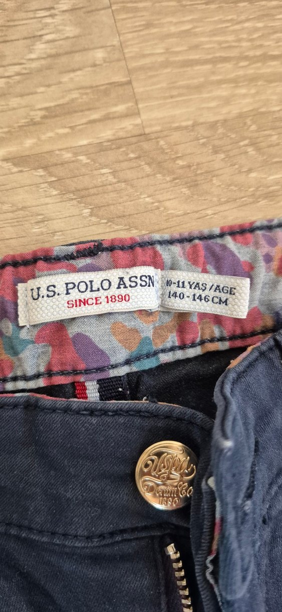 Lacivert Düğmeli Taşlı Denim Polo Pantolon - Görsel 4