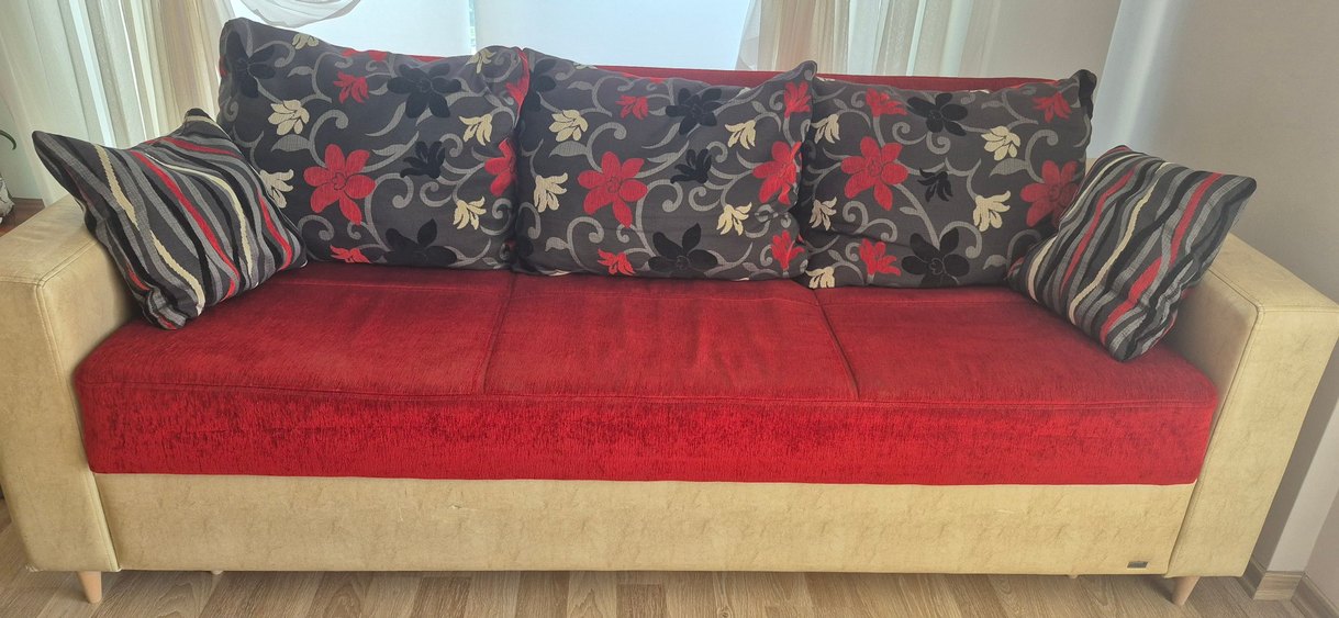 Kırmızı Modern Desenli Kanepe mondi marka 2 adet kanepe - Görsel 3