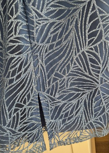 Mavi Simli Midi Boy Abiye Elbise - Görsel 7