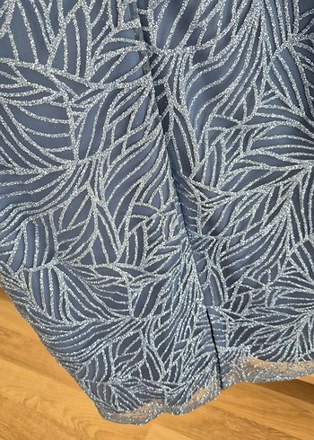 Mavi Simli Midi Boy Abiye Elbise - Görsel 8