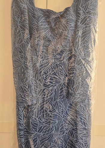 Mavi Simli Midi Boy Abiye Elbise - Görsel 5