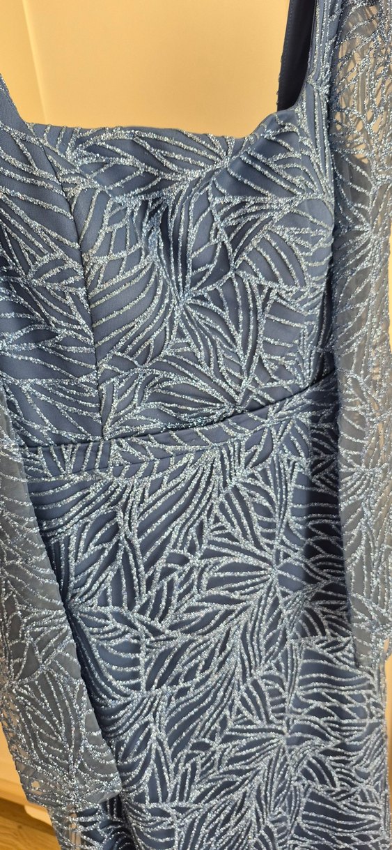 Mavi Simli Midi Boy Abiye Elbise - Görsel 2