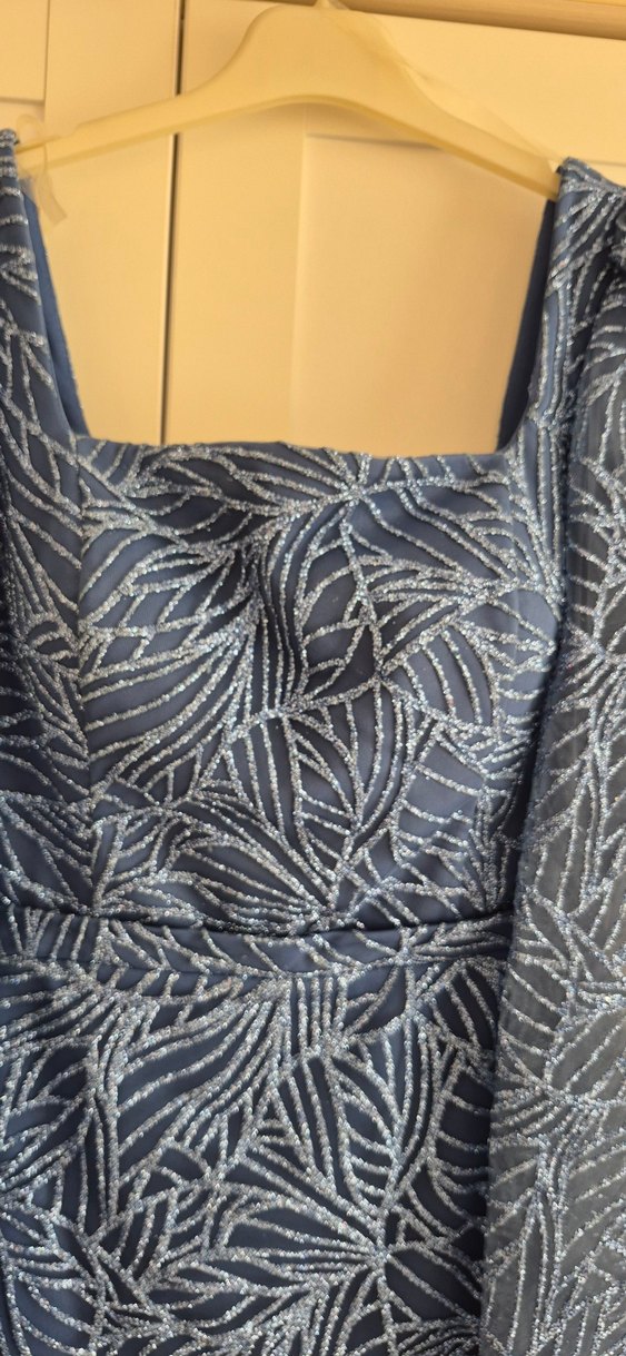 Mavi Simli Midi Boy Abiye Elbise - Görsel 3