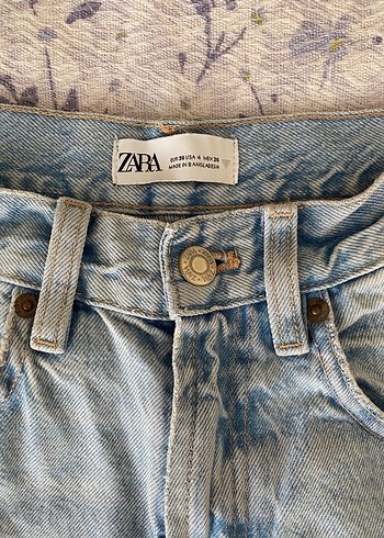 Zara Yüksek bel Straight fit Mavi Pastel Renk Kadın Kot Pantolon