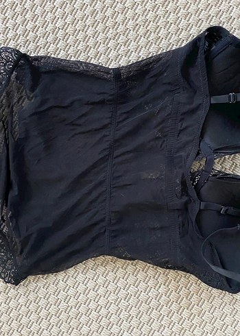 xl Beden siyah Renk Dantel Detaylı Siyah Straplez Büstiyer