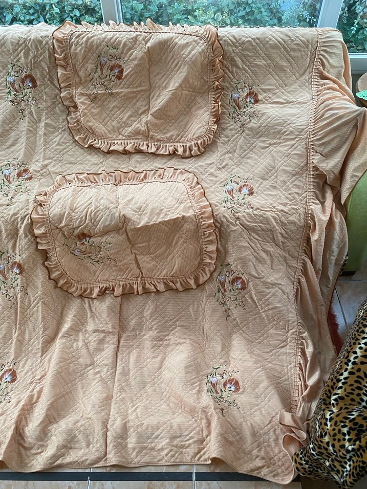 Nakışlı Bej Pastel Yatak Örtüsü - Görsel 5