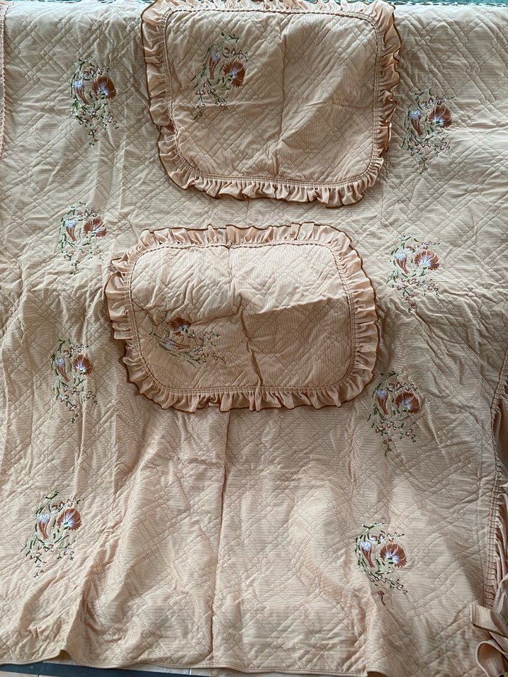 Nakışlı Bej Pastel Yatak Örtüsü - Görsel 3
