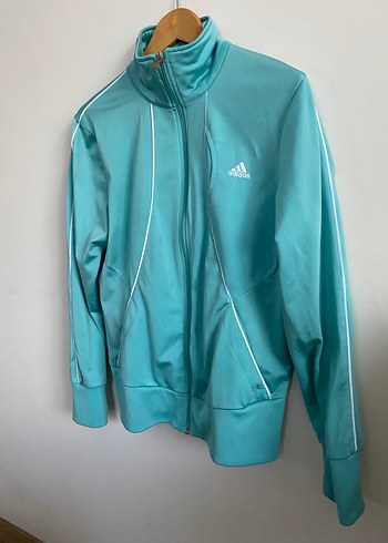 Turkuaz Fermuarlı Kadın Spor Ceket Orjinal - Görsel 4