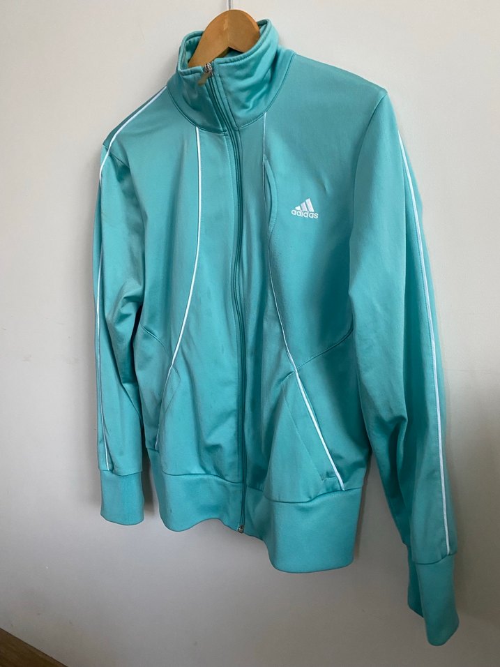 Turkuaz Fermuarlı Kadın Spor Ceket Orjinal - Görsel 4