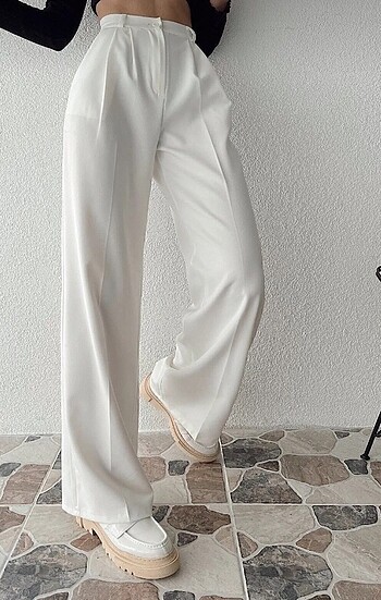 palazzo beyaz pantalon