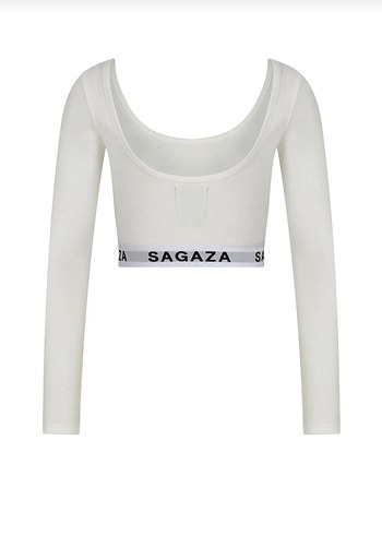 Beyaz Uzun Kollu Crop Top - Görsel 2