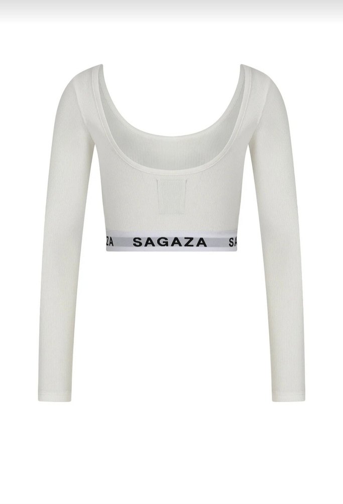 Beyaz Uzun Kollu Crop Top - Görsel 2