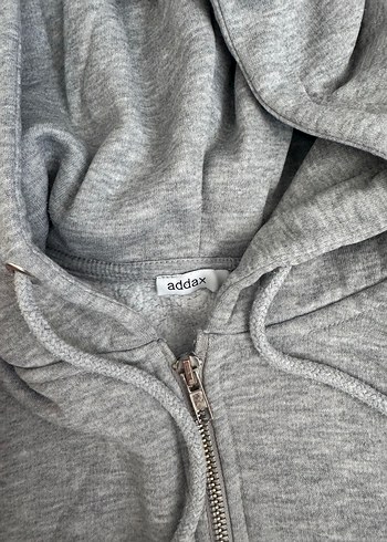 Addax Gri Kapüşonlu Fermuarlı Kadın Sweatshirt