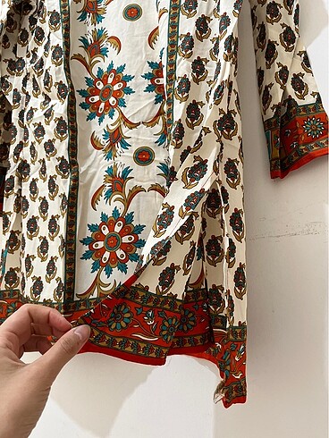 l Beden çeşitli Renk Etnik Desenli Tunik (Kiremit rengi)