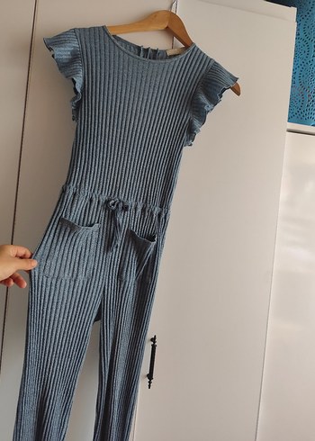 Pilili mavi Gri triko İnce Tulum s bedeni uygun