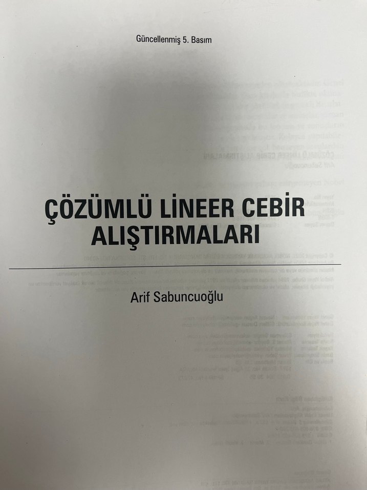 Çözümlü Lineer Cebir Alıştırmaları - Görsel 2