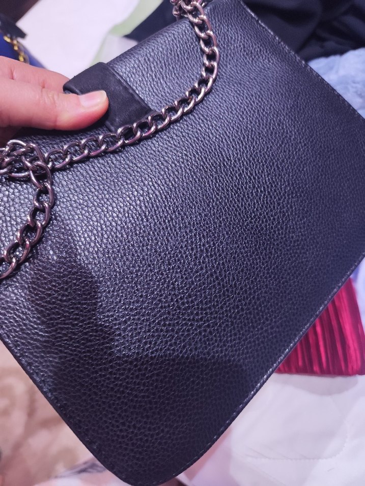 Kilitli Siyah Deri Gotik Kadın Çanta - Görsel 2