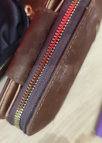 Kahverengi Deri Fermuarlı Kadın Cüzdanı - Görsel 4