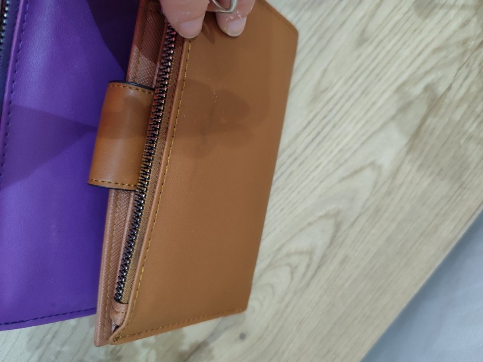 Kahverengi Deri Fermuarlı Kadın Cüzdanı - Görsel 5