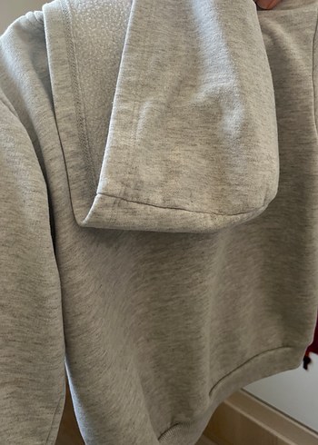 Çocuk Gri Kapüşonlu Fermuarlı Sweatshirt - Görsel 3