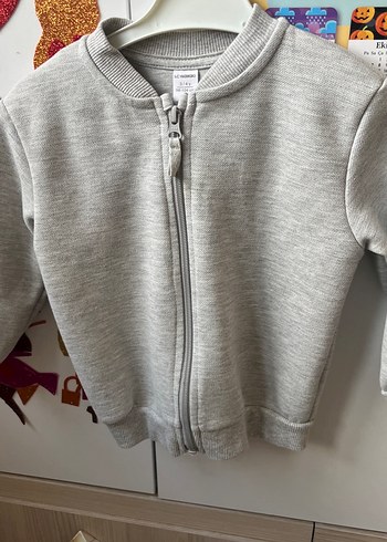 Gri Fermuarlı Erkek Çocuk Sweatshirt - Görsel 4