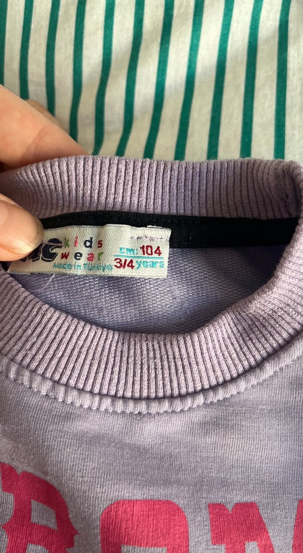 Kız Çocuk Mor Pamuklu Baskılı Sweatshirt - Görsel 3