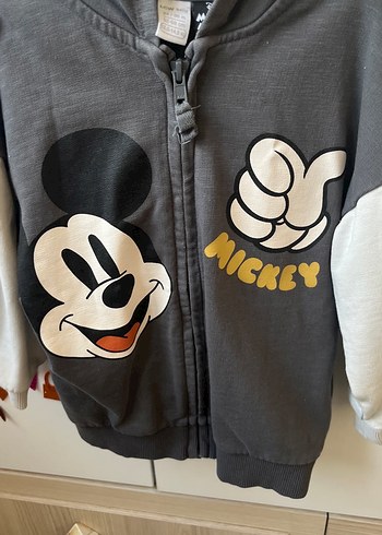 Kapüşonlu Mickey Baskılı Gri Erkek Çocuk Sweatshirt - Görsel 4