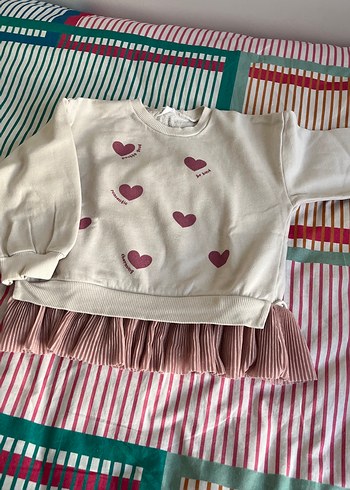 Kız Çocuk Pembe Renkli Pamuklu Sweatshirt - Görsel 5