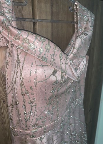 Işıltılı toz pembe uzun abiye - Görsel 5