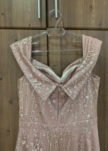 Işıltılı toz pembe uzun abiye - Görsel 7