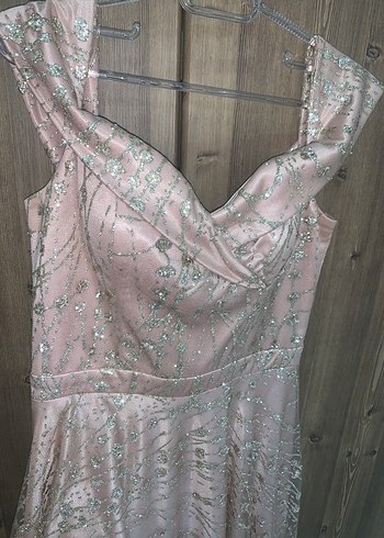 Işıltılı toz pembe uzun abiye - Görsel 3