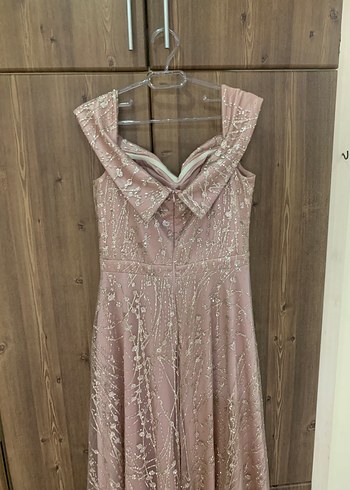 Işıltılı toz pembe uzun abiye - Görsel 8