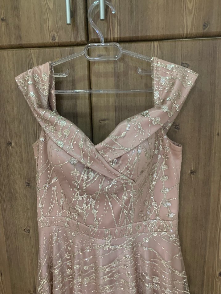 Işıltılı toz pembe uzun abiye - Görsel 2